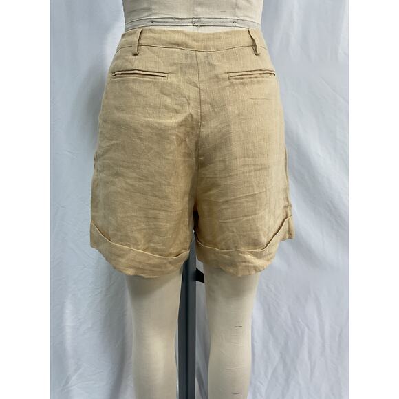 Faithfull The Brand 'Les' Tan Linen Deux Short Size S - Picture 3 of 5